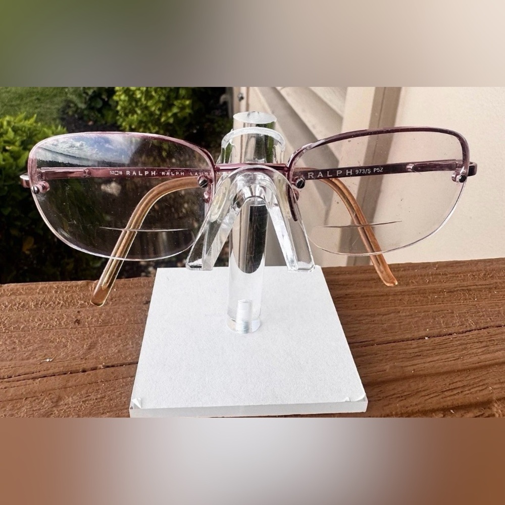 Ralph Lauren Eyeglass Frame Only Metallic Pink Oval 973/S P5Z Half Rim 52-18-135